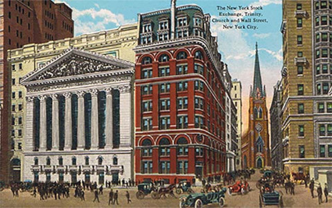 The New York Stock Exchange in New York City in 19th century.